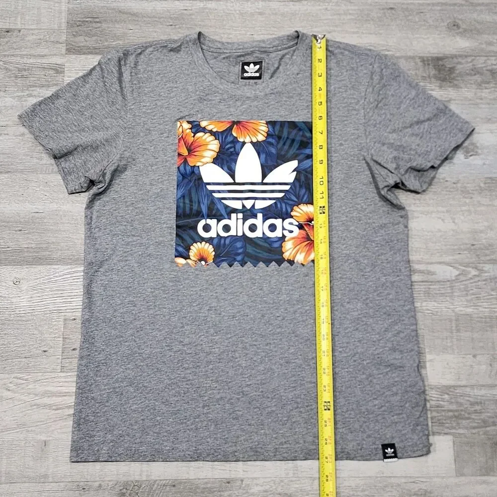 Adidas Shirt Adult Large Gray Graphic Hawaiian Short Sleeve Outdoor Sports Mens